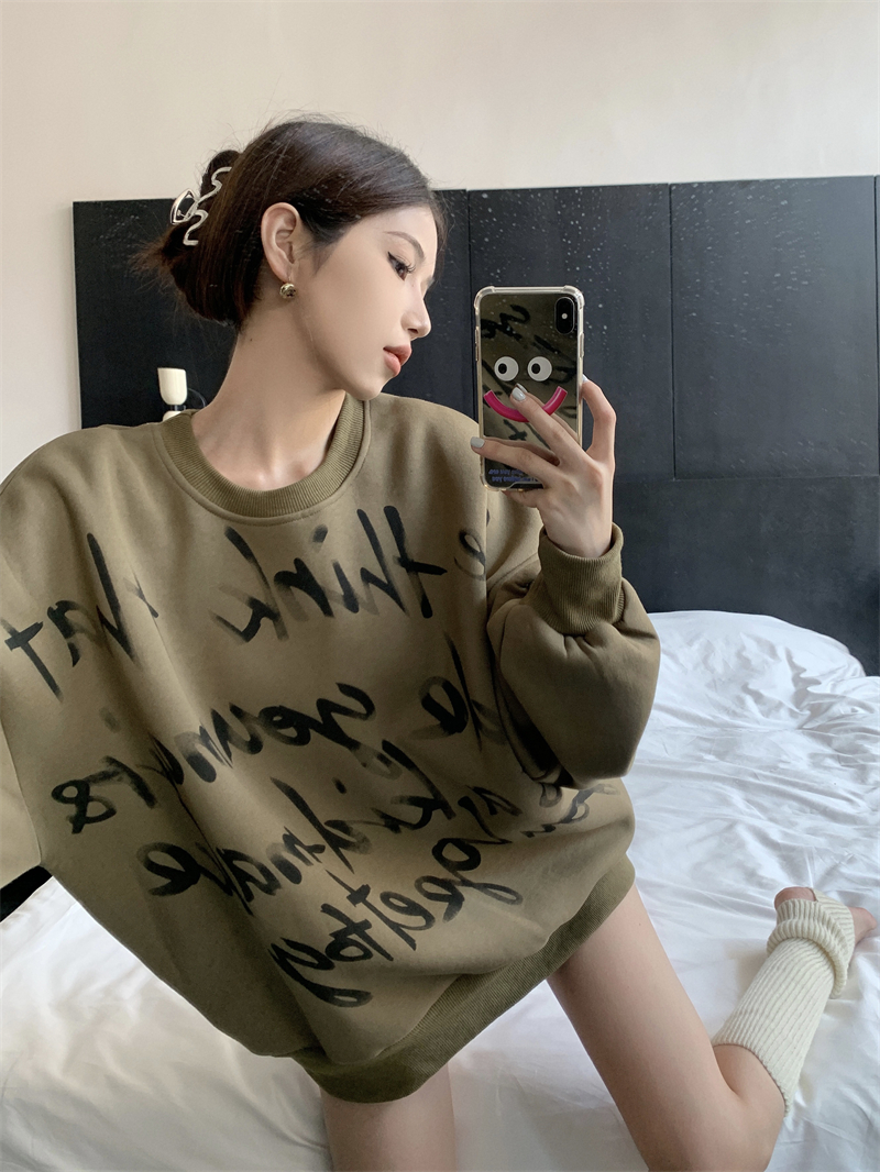 Letters loose hoodie autumn and winter long sleeve tops