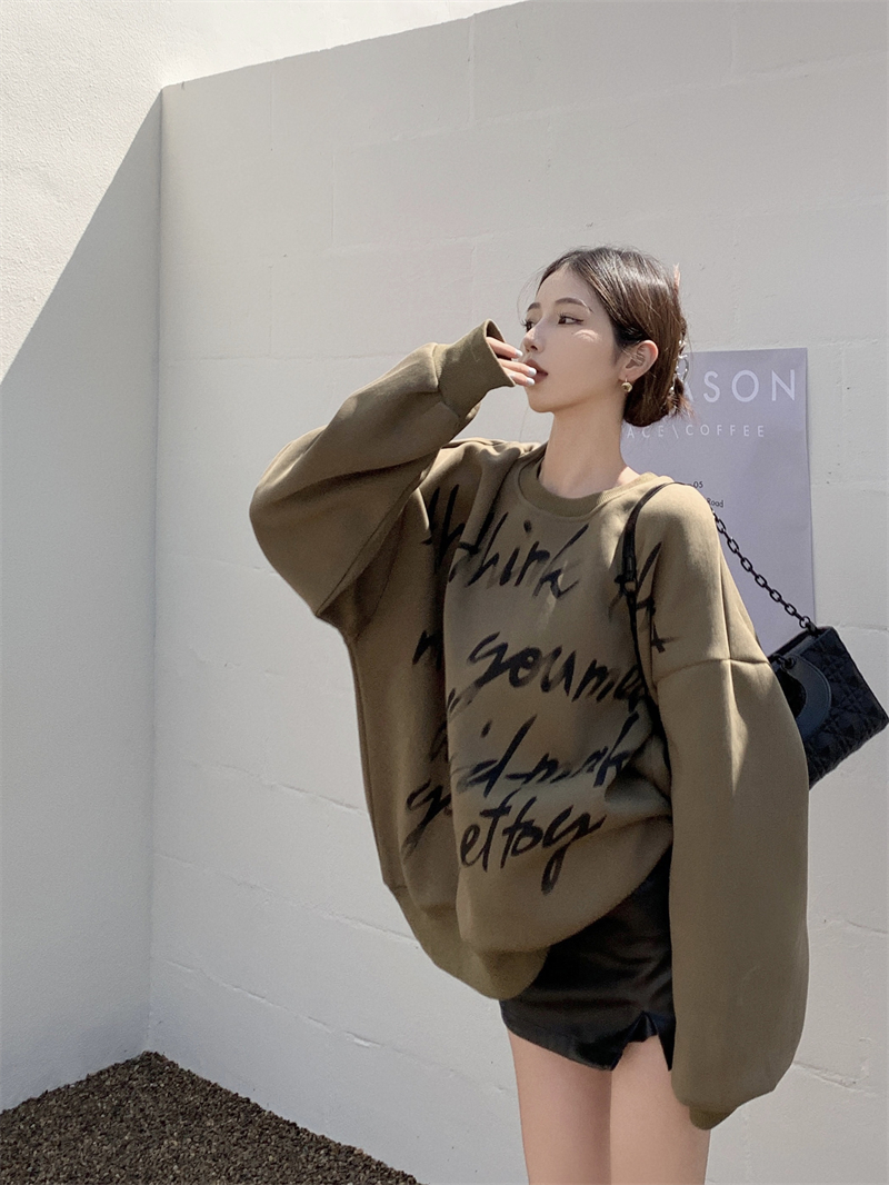 Letters loose hoodie autumn and winter long sleeve tops