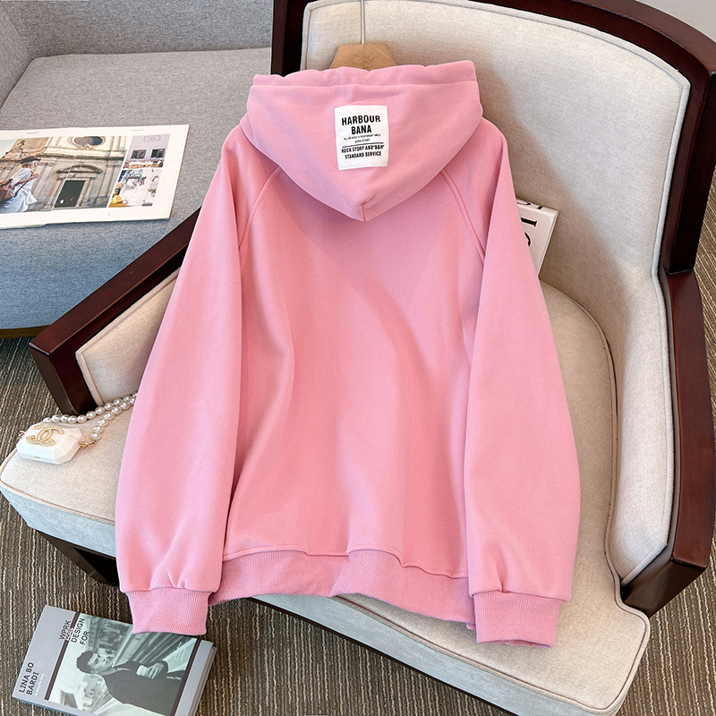 Casual printing fleece loose fat hoodie for women