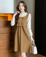 Autumn and winter knitted sweater Pseudo-two dress