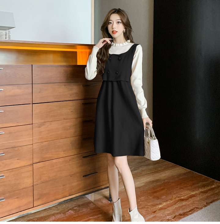 Autumn and winter knitted sweater Pseudo-two dress