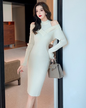 Strapless bottoming dress knitted sweater dress