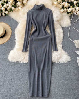 High collar slim long dress bottoming dress for women