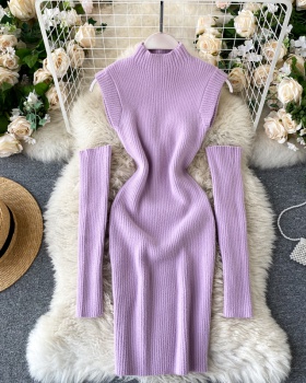 Sleeveless sweater dress package hip dress for women