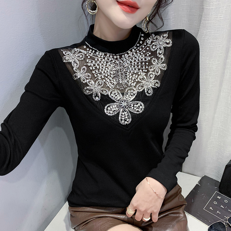 Long sleeve fashion tops bottoming small shirt for women