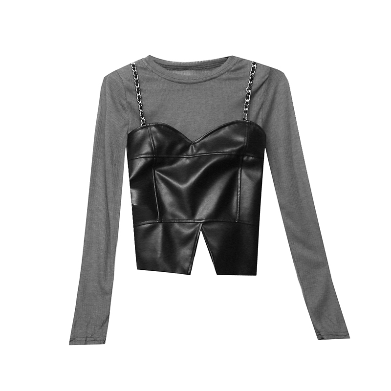 Long sleeve sling T-shirt fashion tops 2pcs set
