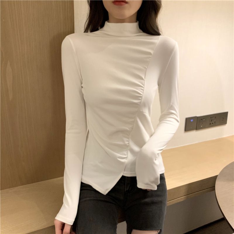Slim cotton temperament bottoming shirt sueding all-match tops