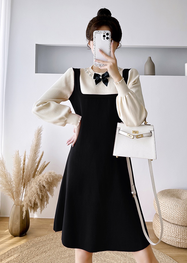 Bottoming dress Western style sweater dress for women