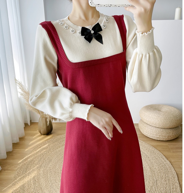 Bottoming dress Western style sweater dress for women