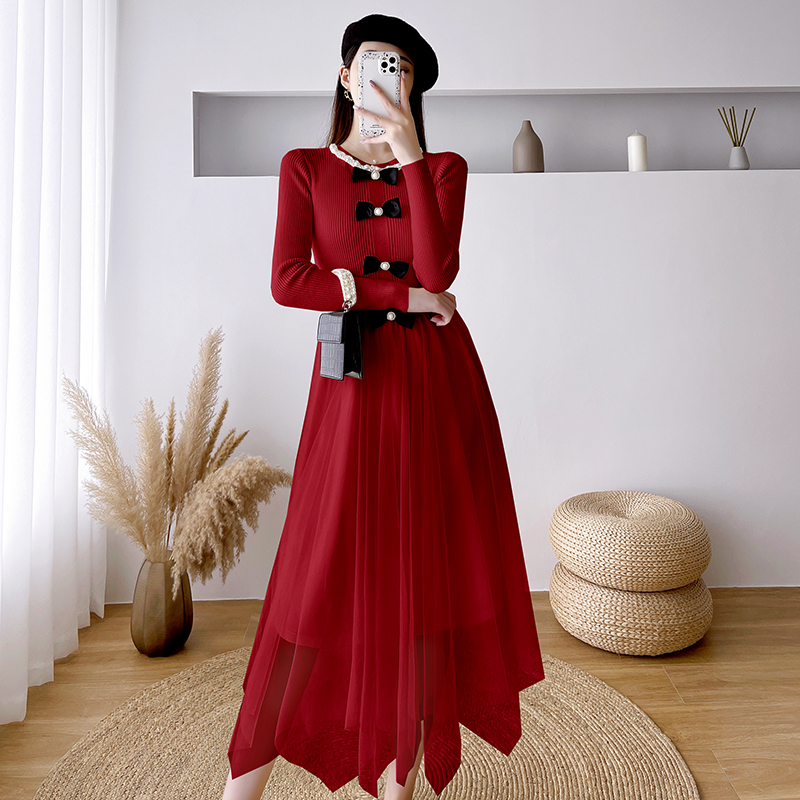 Fashion and elegant overcoat autumn and winter sweater dress