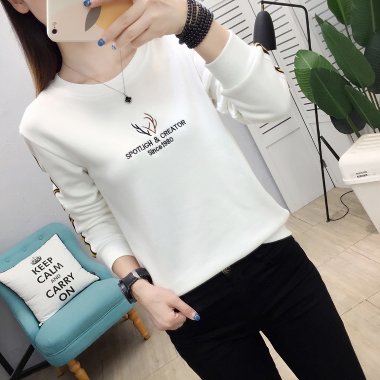 Thermal fashion tops round neck embroidered hoodie