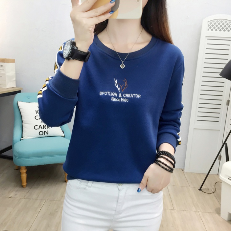 Thermal fashion tops round neck embroidered hoodie