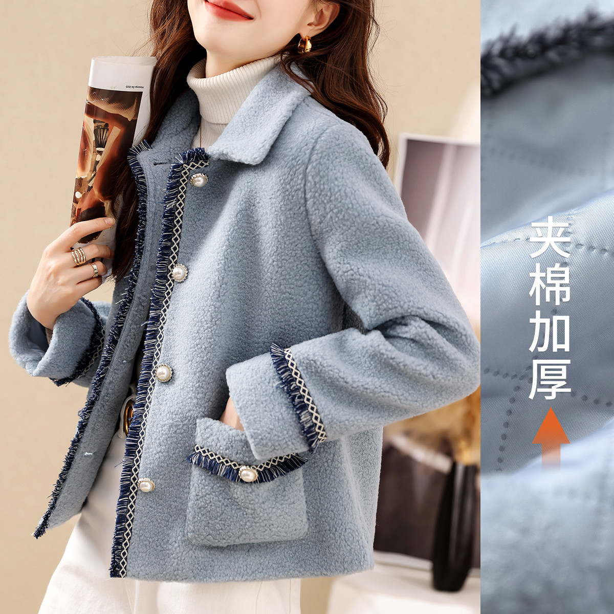 Thick lapel jacket refinement fashion and elegant tops