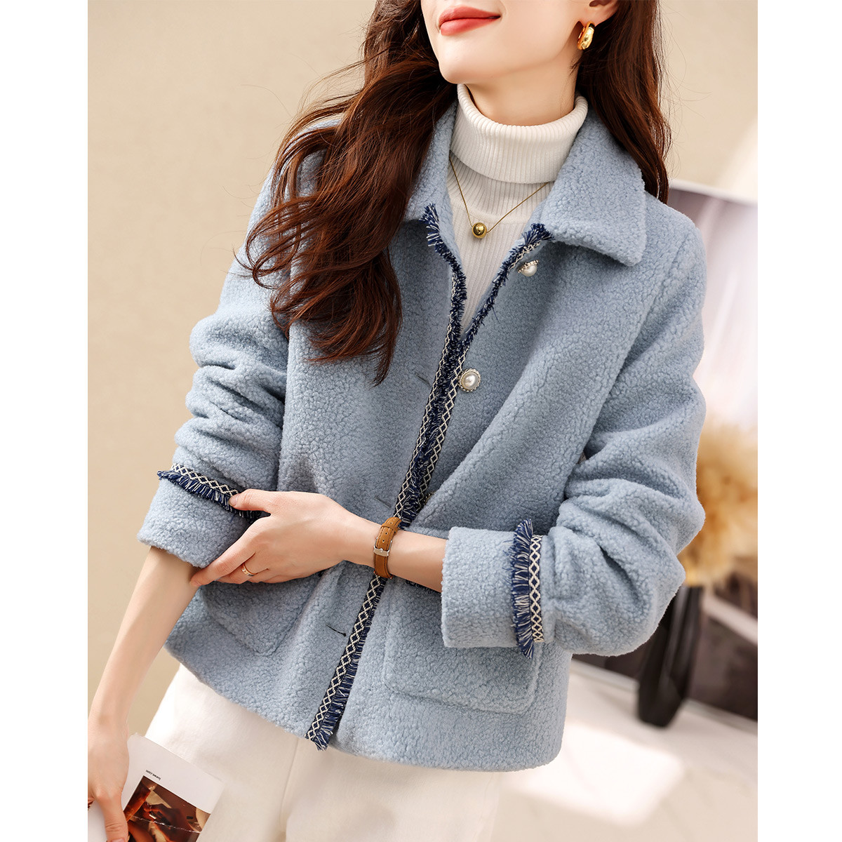 Thick lapel jacket refinement fashion and elegant tops