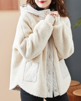 Lamb fur autumn and winter tops hooded coat for women