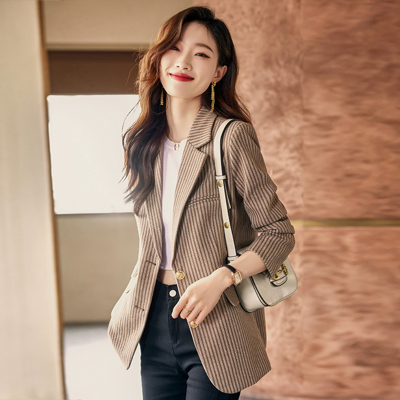 All-match fashion coat gray loose business suit for women