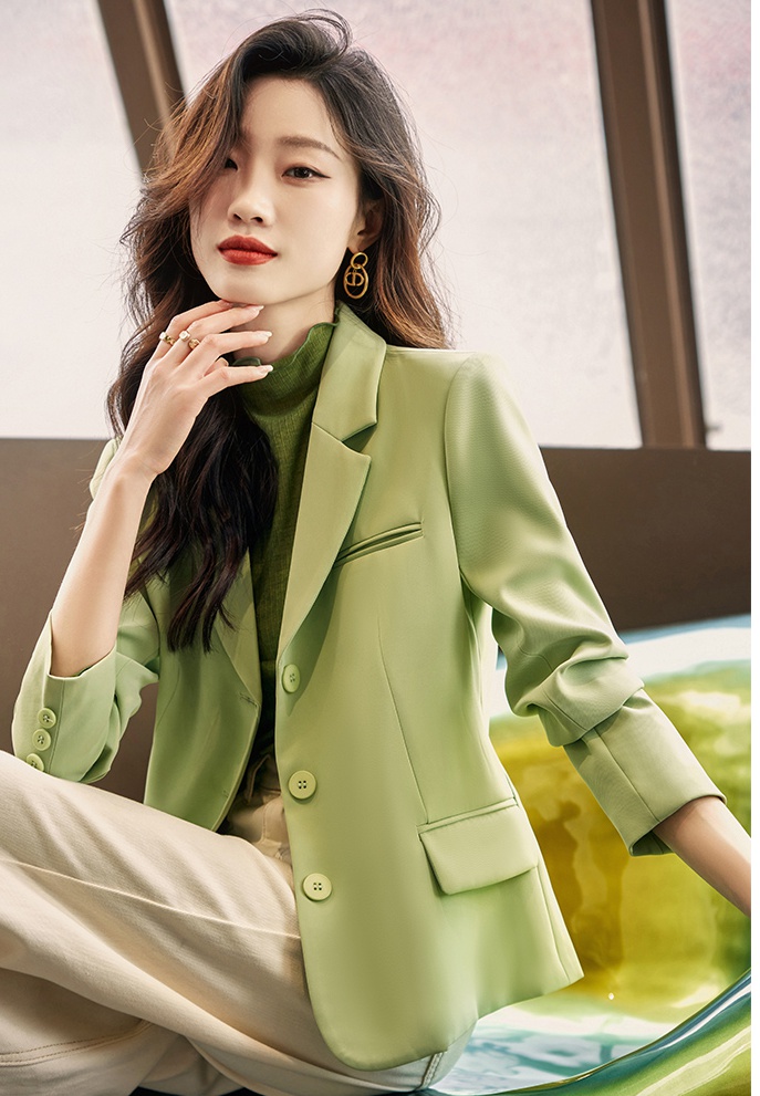 Casual fashion coat green business suit for women