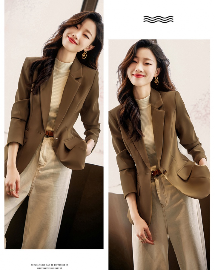 Brown autumn coat Western style Casual tops for women