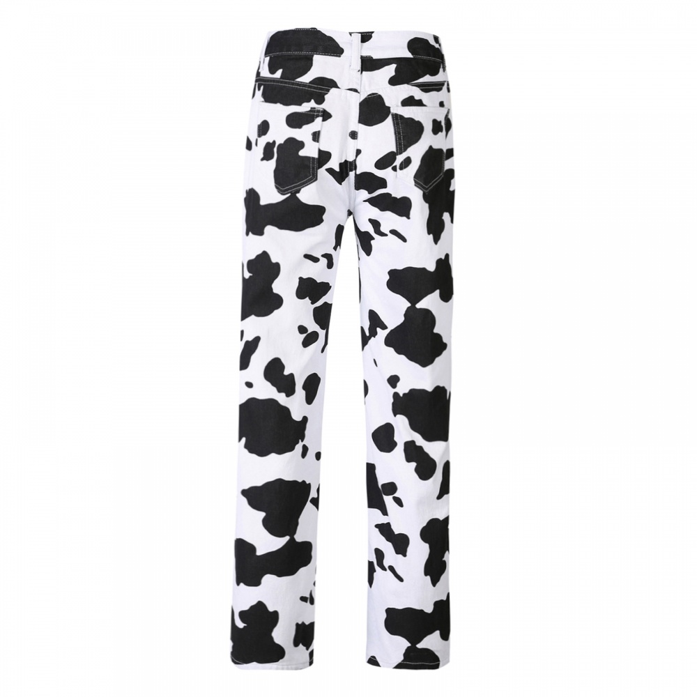Straight personality casual pants printing jeans for women