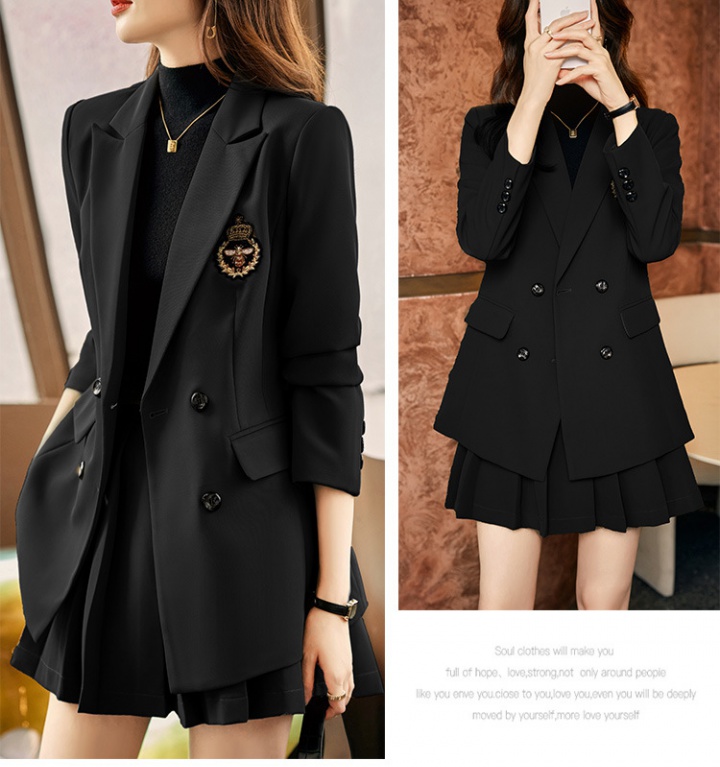 Autumn coat pleated business suit 2pcs set for women