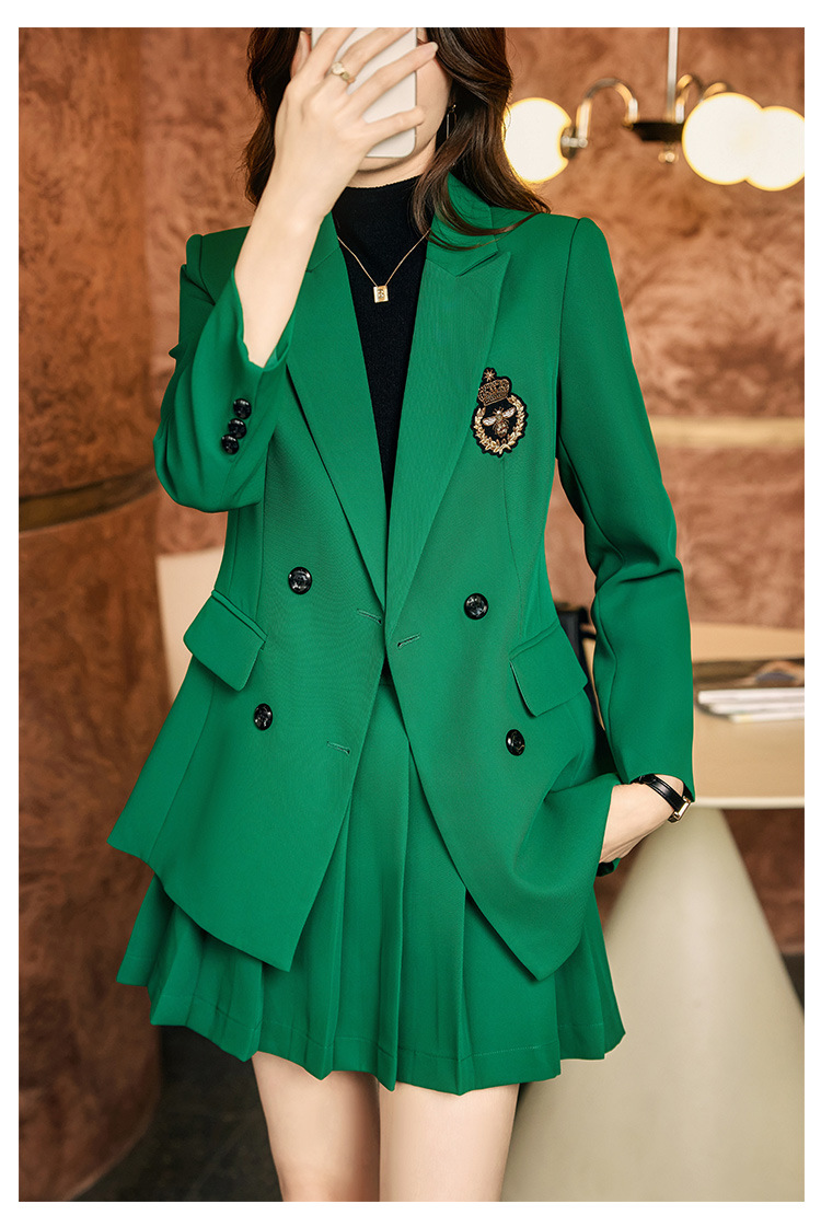 Autumn coat pleated business suit 2pcs set for women