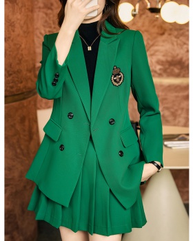 Autumn coat pleated business suit 2pcs set for women