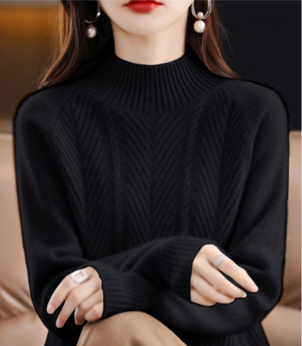 Knitted bottoming shirt wool sweater for women