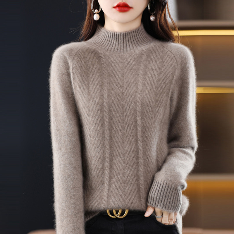 Knitted bottoming shirt wool sweater for women