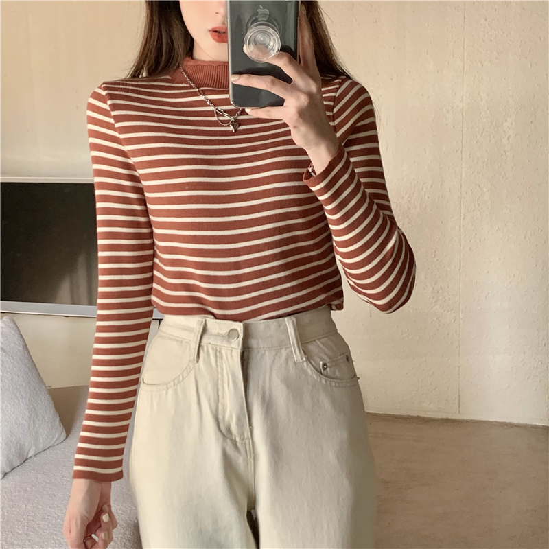 Autumn and winter knitted bottoming shirt slim tops