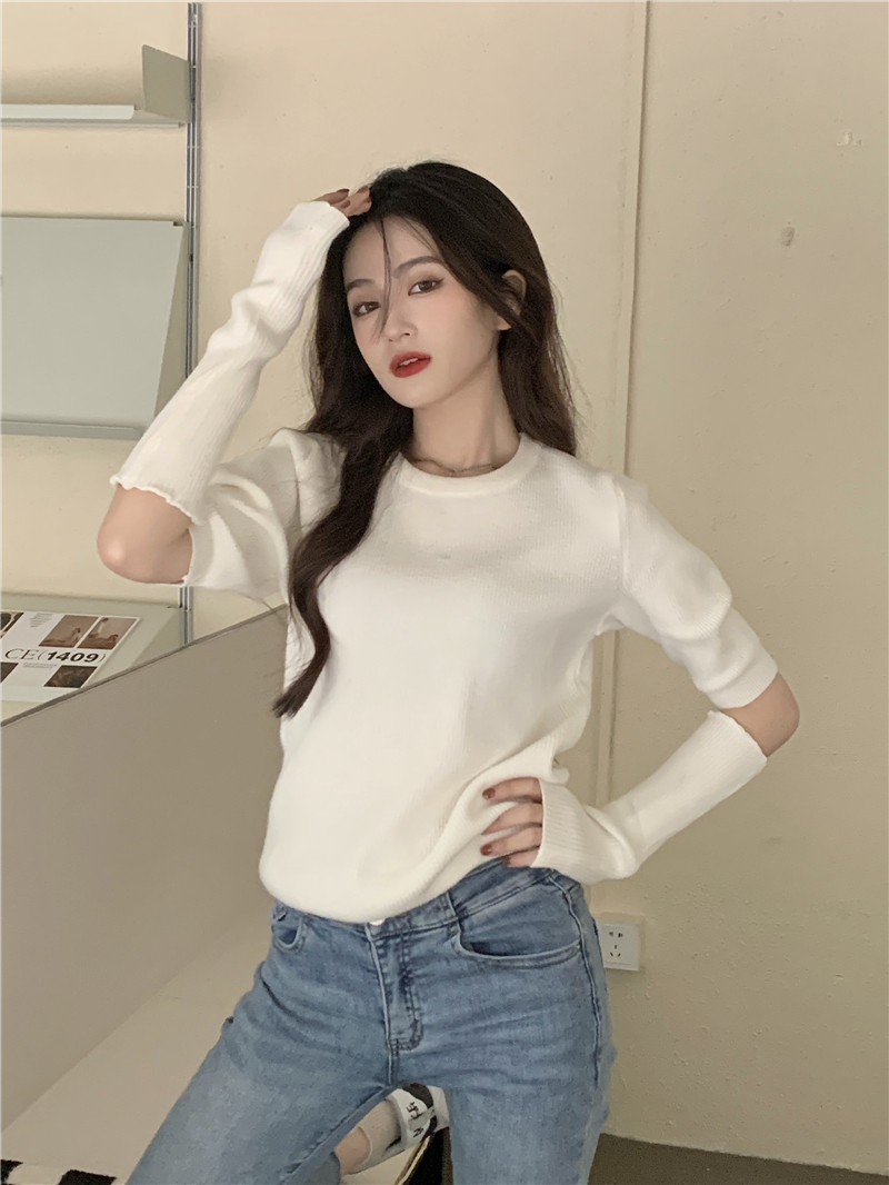 Long sleeve removable sleeve tops short sweater