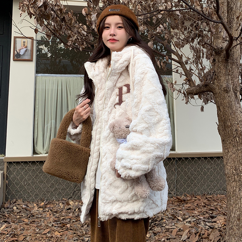 Winter cold coat plush plus velvet cotton coat