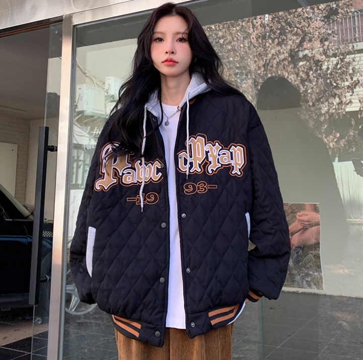 Quilted thick cotton coat removable students jacket for women
