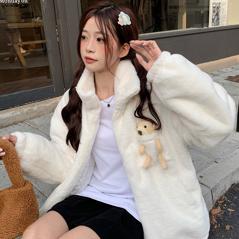 High student lambs wool coat thick maiden cotton coat