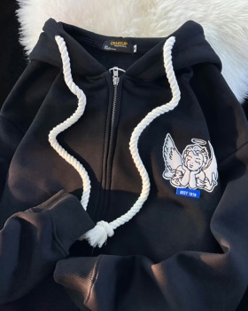 Embroidery patch hat double hoodie for women