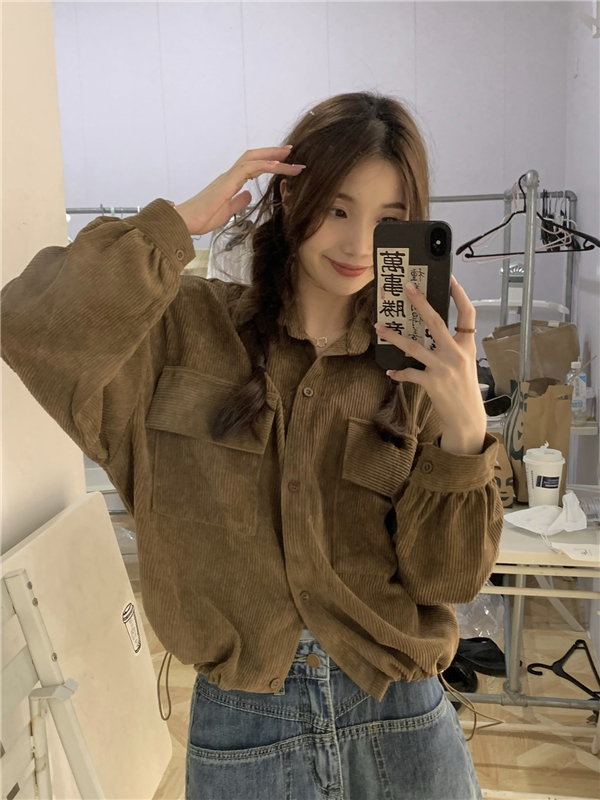 Long sleeve short shirt Korean style coat for women