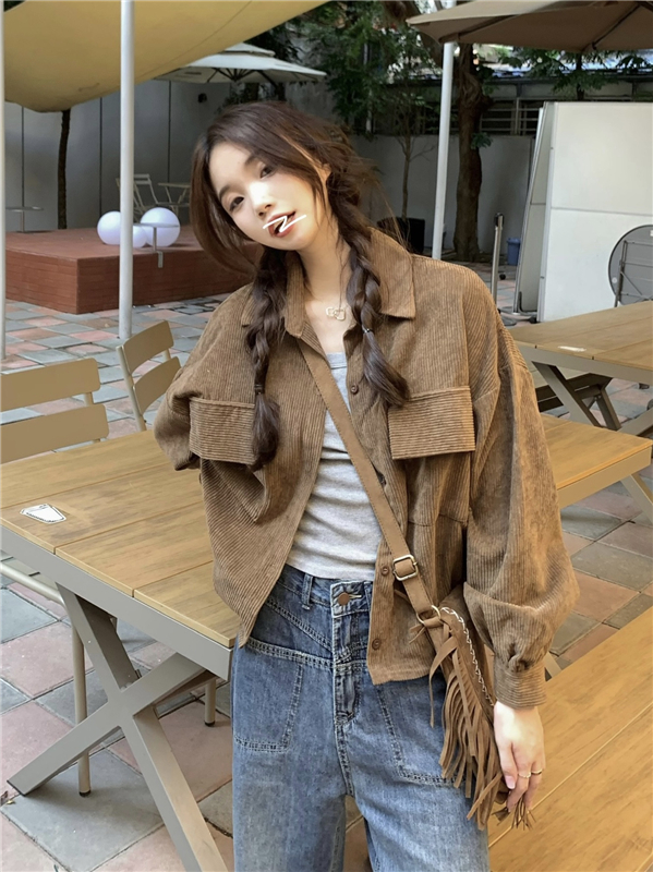 Long sleeve short shirt Korean style coat for women