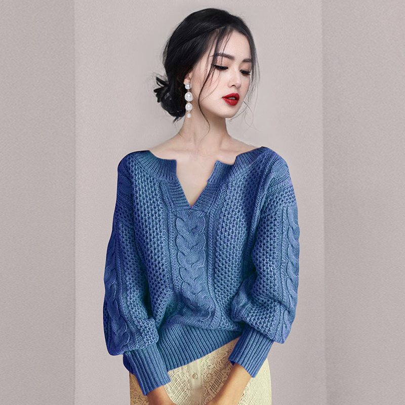 Knitted twist loose all-match fashion retro sweater
