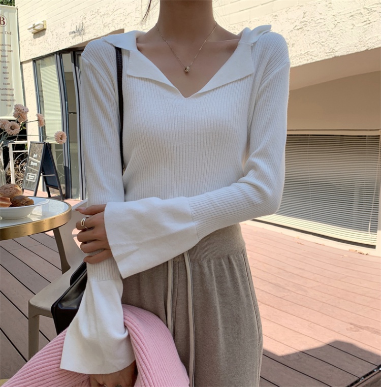 Autumn and winter slim sweater autumn V-neck tops