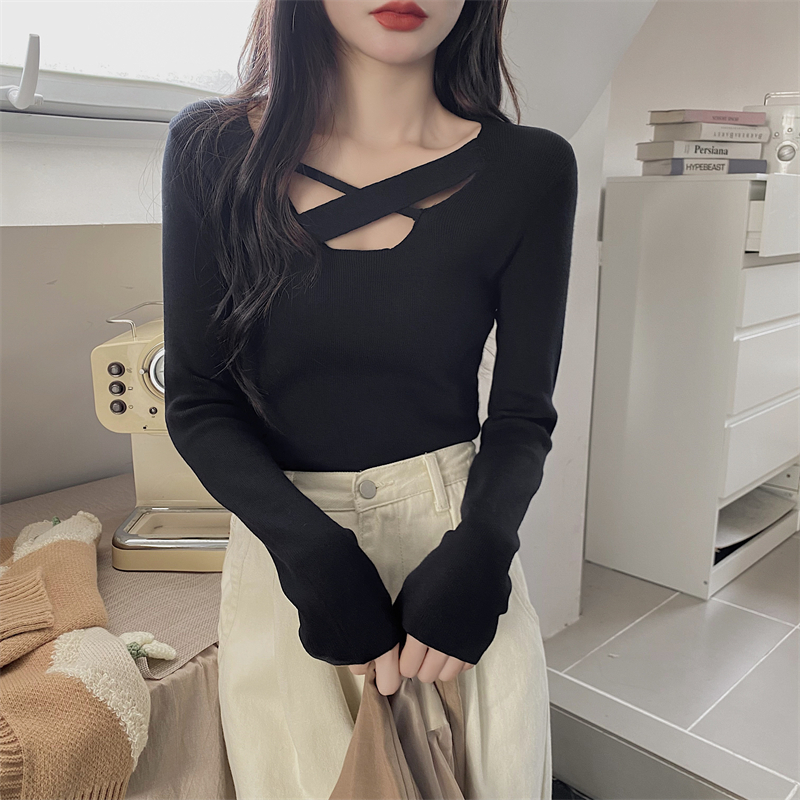 Inside the ride autumn bottoming shirt square collar tops