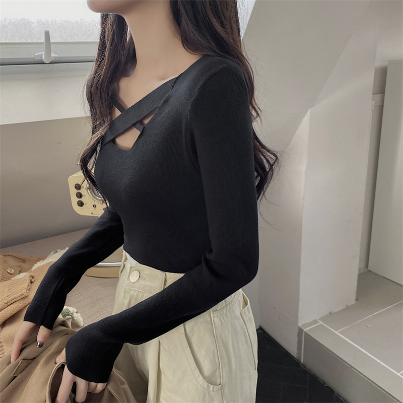 Inside the ride autumn bottoming shirt square collar tops