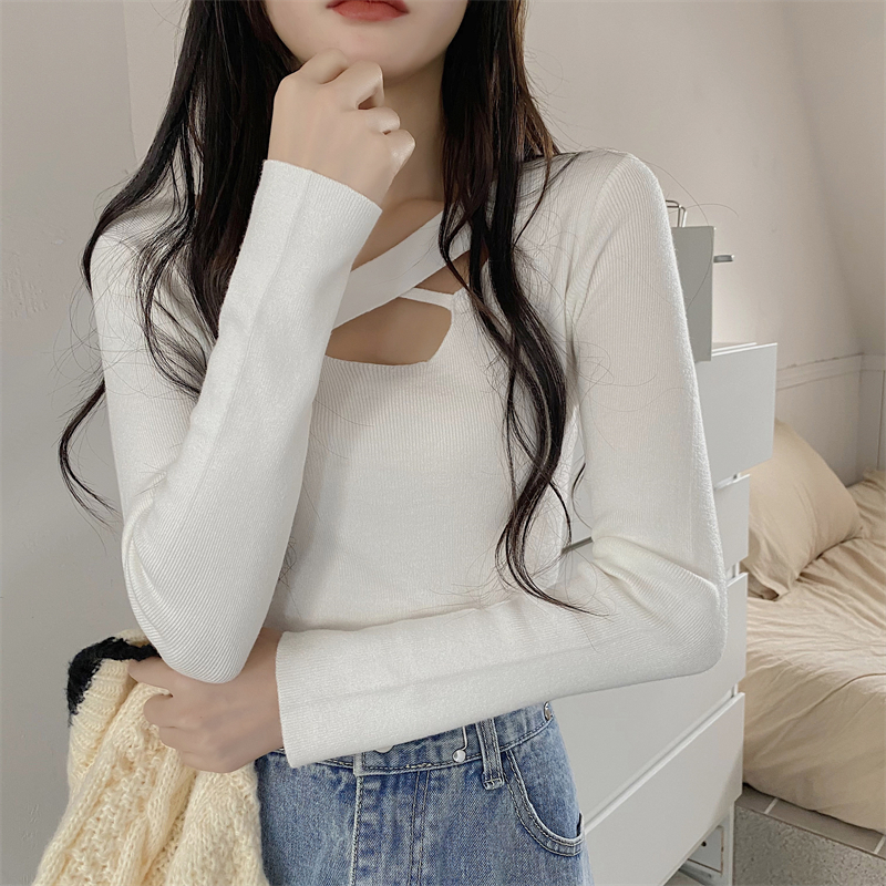 Inside the ride autumn bottoming shirt square collar tops