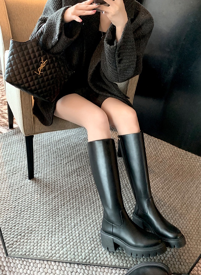 Long tube boots genuine leather thigh boots for women