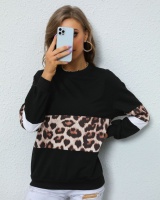 Long European style splice leopard hoodie for women