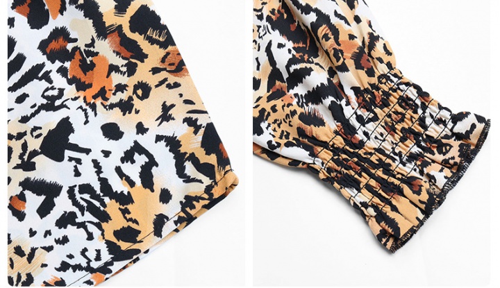 European style half high collar leopard shirt for women