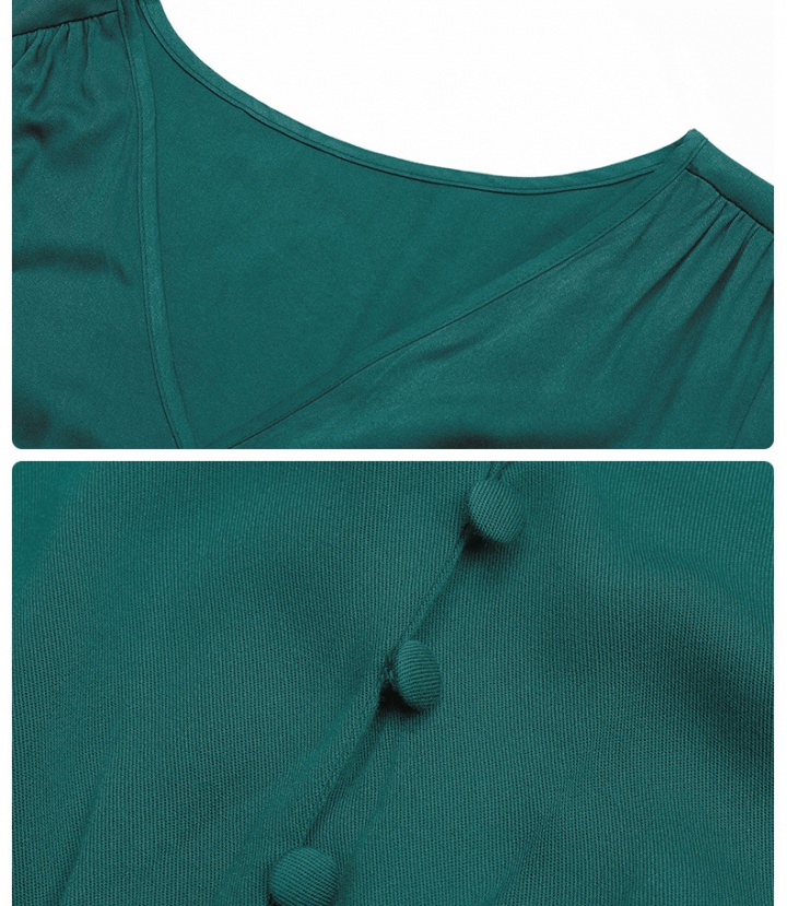 Long sleeve fold fashion green dress for women