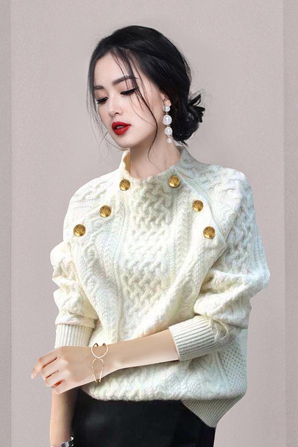 Knitted pullover slim Korean style round neck sweater