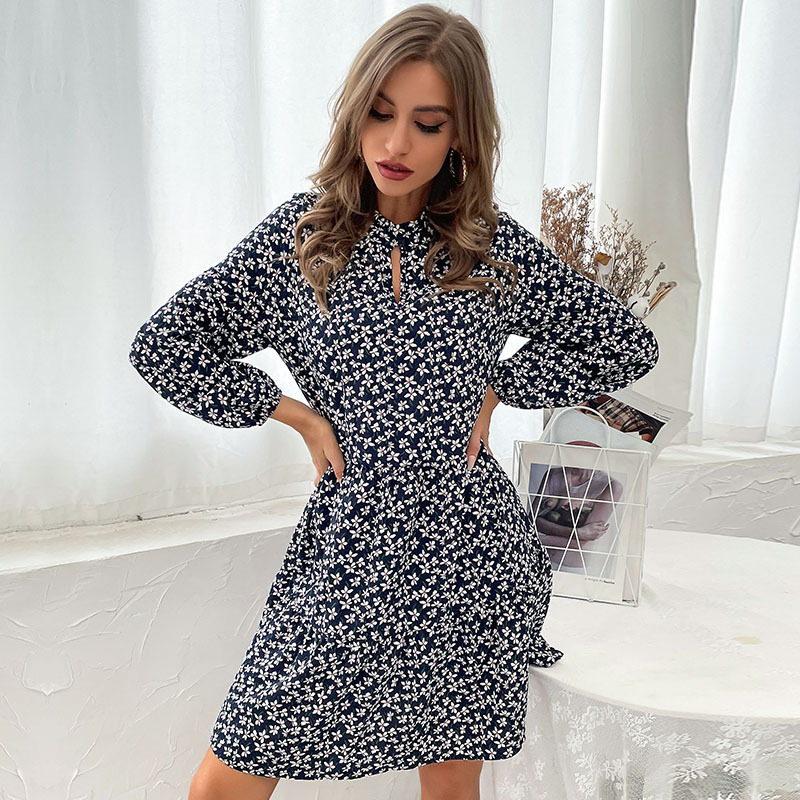 Fashion printing autumn long sleeve dress for women