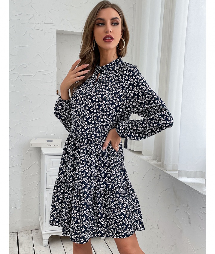 Fashion printing autumn long sleeve dress for women