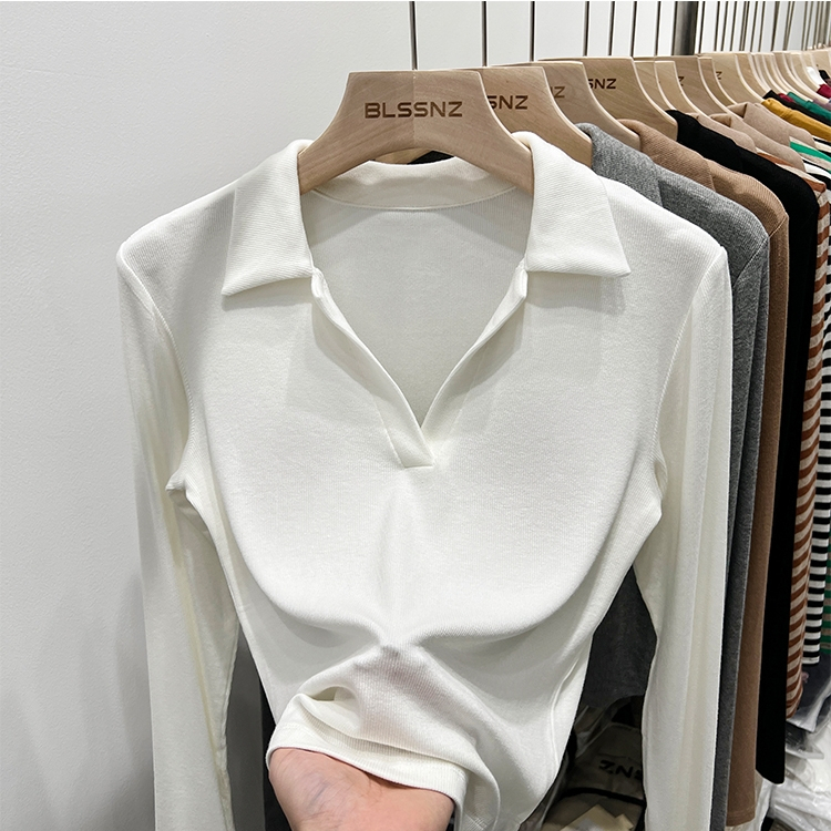 Sueding long sleeve thick T-shirt for women