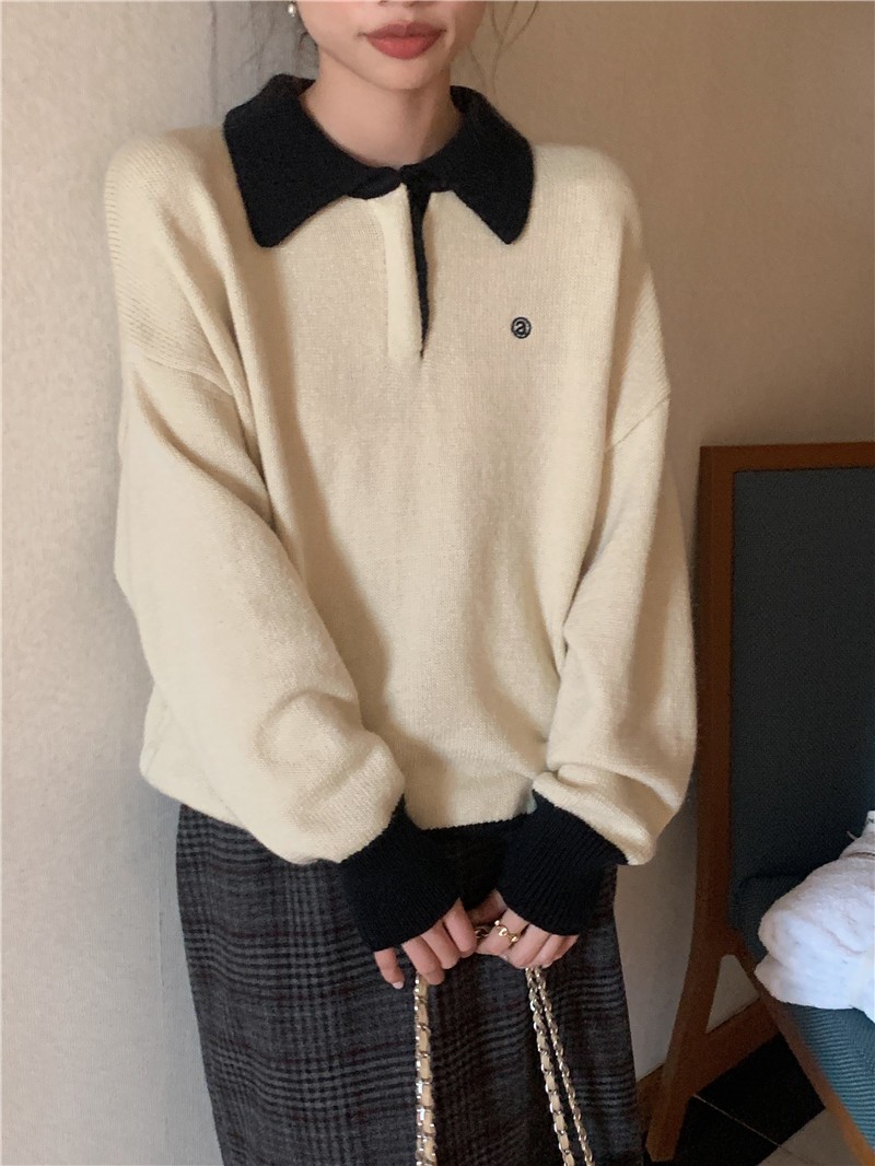 Wide college style all-match Korean style pullover sweater